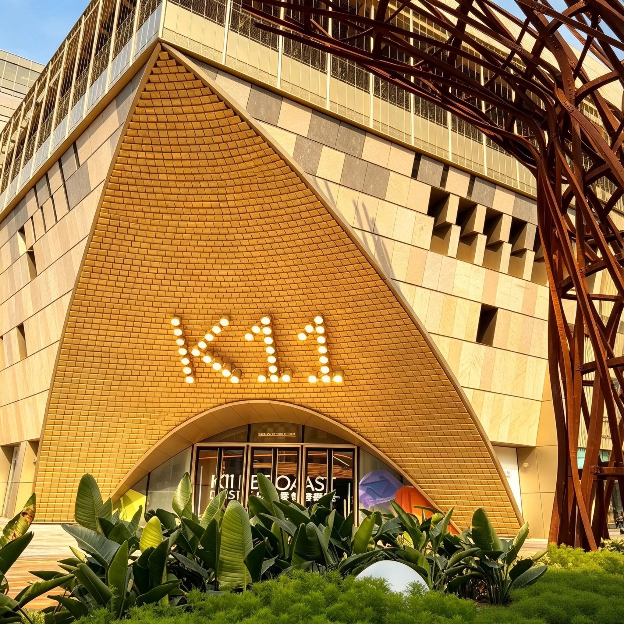 Shopping mall architectural branding and identity signage system
